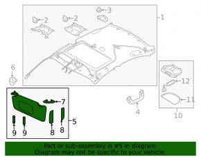 Козырек левый Subaru Outback 15-19 серый, без крючка