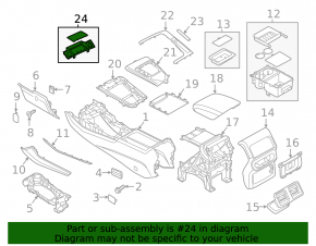 Накладка центральной консоли передняя под кнопку start/stop Audi Q5 80A 18-24 серая