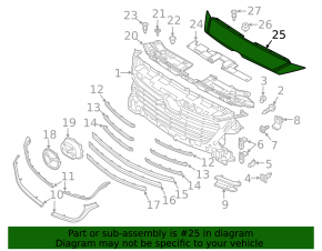 Ornament bară față stânga inferioară pentru Mazda 3 17-18, construcție BM JP, cu inserții gri