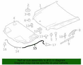 Трос открытия замка капота задняя часть Mercedes C-class W205 15-21