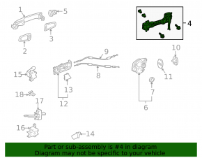 Механизм ручки двери задней правой Lexus RX350 RX450h 10-15