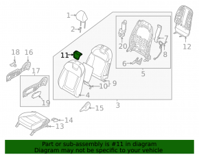Tetieră scaun șofer Hyundai Tucson 22-24, material textil negru