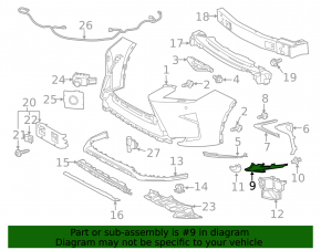 Боковая решетка переднего бампера левая Lexus RX350 RX450h 16-19