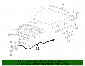 Трос открывания замка капота GMC Terrain 10-17 без ручки