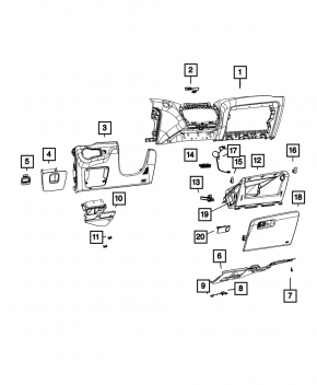 Перчаточный ящик, бардачок Jeep Cherokee KL 19-23 черн