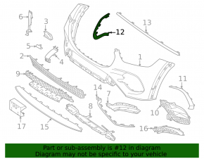 Bandă bară față stânga Mercedes W167 GLE 350 24-26 neagră