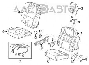 Пассажирское сидение Acura ILX 13-15 без airbag, механич, кожа черн