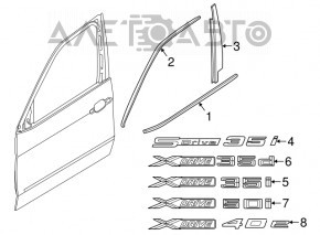 Ornament ușă laterală stânga față BMW X5 F15 14-18 negru mat, zgârieturi