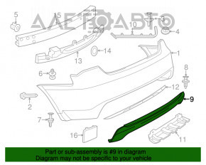 Губа заднего бампера Chrysler 200 11-14 под две трубы