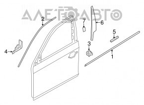 Bandă superioară ușă, stânga față, BMW 5 F10 11-16, cromată