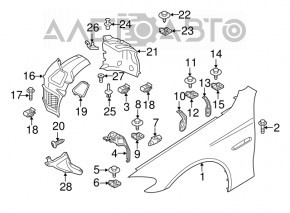 Aripă față dreapta BMW 5 F10 11-16 aluminiu, albastru A89