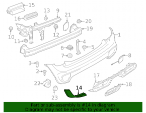 Capac bara spate stânga pentru Mini Cooper 15-21 JCW pachet, pentru senzori de parcare