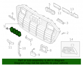 Эмблема значок решетки радиатора grill Audi A6 C8 19-25 черный глянец