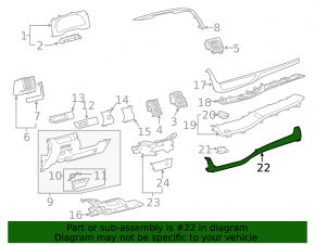 Накладка передней панели Toyota Highlander 14-19 беж