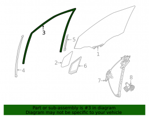 Уплотнитель стекла передний правый Toyota Sienna 21-26