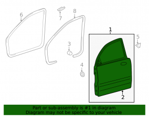 Дверь голая передняя левая Hyundai Sonata 11-15 hybrid серебро