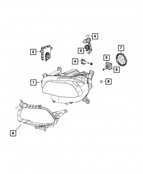 Рамка основной фары правая Jeep Cherokee KL 14-18 Trailhawk дорест