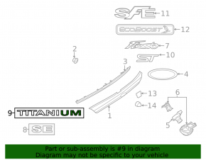 Эмблема надпись Titanium двери багажника Ford Ecosport 18-22