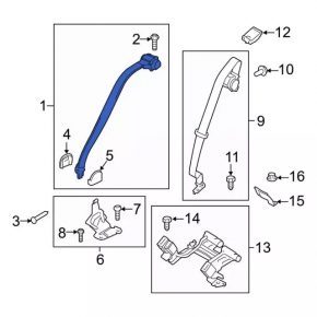 Ремень безопасности задний левый с пиропатроном Ford Fusion mk5 17-20 черный