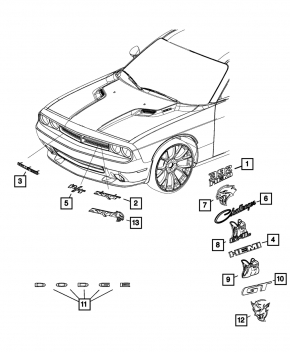 Эмблема крыла Hemi передняя левая Dodge Challenger 15-19