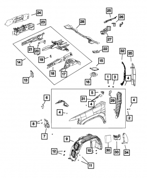 Подкрылок передний левый Jeep Cherokee KL 19-23