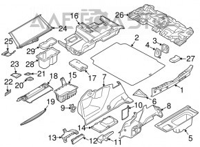 Пол багажника BMW 5 F10 11-16 черный, сломаны крепления