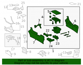 Консоль центральная подлокотник Toyota Rav4 19-24 кожа черная, под поздуховоды
