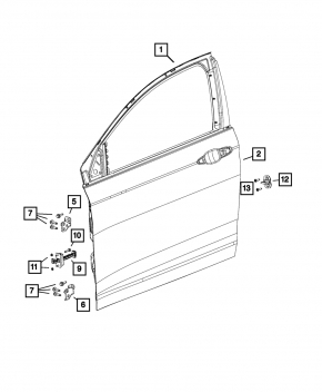 Limitatorul ușii din față stânga Chrysler 200 15-17