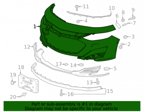 Бампер передний голый Chevrolet Malibu 19-25 без парктроников