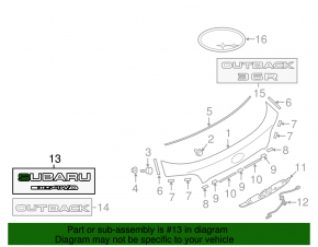 Эмблема AWD двери багажника Subaru Outback 15-19
