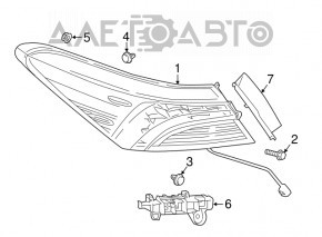 Фонарь внешний крыло правый Toyota Camry v70 18-19 LED, темный