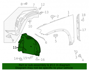 Căptușeală aripă față dreapta Mercedes X167 GLS 20-26, parte spate, ruptă