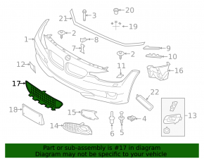 Нижняя решетка переднего бампера BMW 4 F32/33/36 14-20 без радара, M Pack
