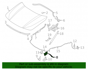 Замок капота правый BMW X1 F48 16-22