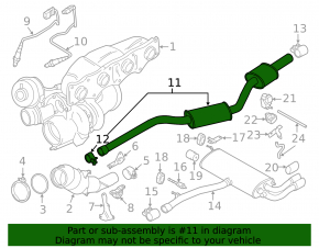 Выпускная трасса средняя часть BMW X3 F25 13-17 2.0T