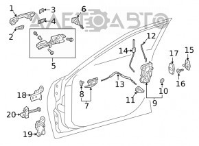 Механизм ручки двери передней правой Lexus ES250 ES300h ES350 19-26
