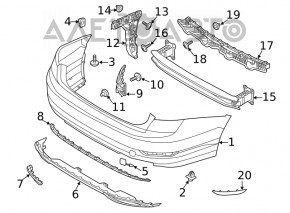 Крепление заднего бампера центральное VW Jetta 19-21