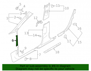 Накладка передней стойки средняя левая Audi A4 B9 17-25 серая