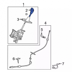 Ручка КПП с накладкой шифтера Ford Escape MK3 13-16 кожа черная, серая накладка
