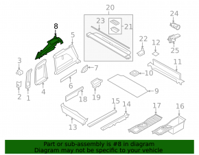 Крепление шторки багажника правое BMW X5 F15 14-18 черная под 3 ряда