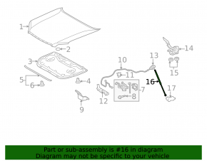 Amortizor capotă stânga pentru Lexus GX460 14-23 rest.