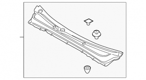 Решетка дворников пластик Subaru Outback 15-19 под 2 форсунки
