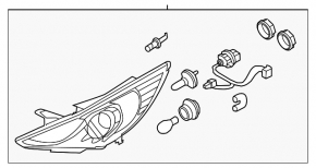 Фара передняя левая Hyundai Sonata 11-15 hybrid