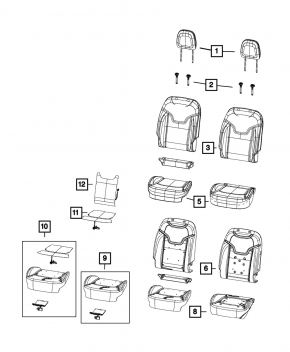 Tapițerie pernă scaun șofer pentru Jeep Compass 22-26, piele + material textil, negru, cusături albastre, încălzit