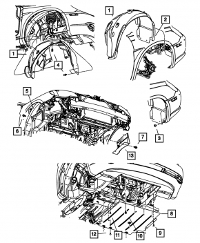 Защита двигателя боковая правая Chrysler 200 11-14