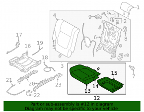 Водительское сидение Mitsubishi Outlander 14-15 дорест, без airbag, ткань черн