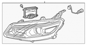 Фара передняя правая Chevrolet Malibu 19-25 LED
