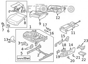 Обшивка подушки пассажирского сиденья Audi A4 B9 17-19 кожа черная, с подогревом, под химчистку