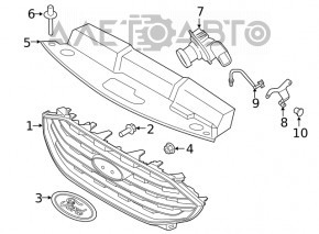 Решетка радиатора grill Ford Edge 19-24 под камеру