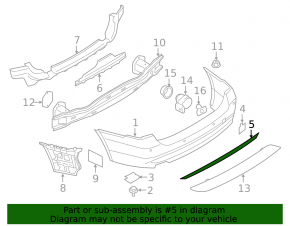 Молдинг заднего бампера BMW 3 F30 4d 12-15 хром
